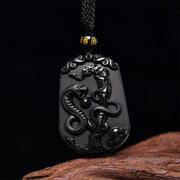 Buddha Stones Chinese Zodiac Obsidian Purification Fulfilment Necklace Pendant Necklaces & Pendants BS 2