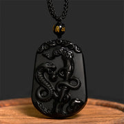 Buddha Stones Chinese Zodiac Obsidian Purification Fulfilment Necklace Pendant