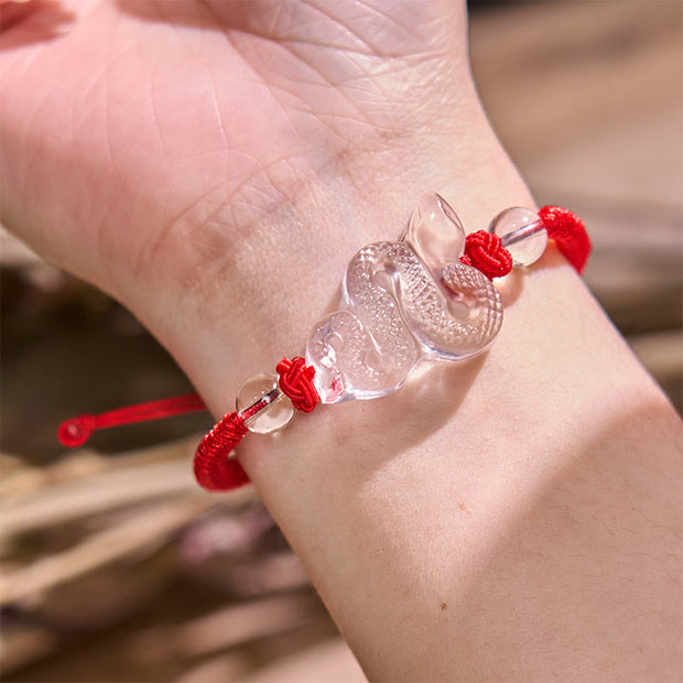 Buddha Stones White Crystal String Year Of The Snake Healing Bracelet