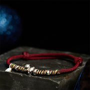 Buddha Stones 999 Sterling Silver Year Of Snake Red String Happiness Protection Braided Bracelet