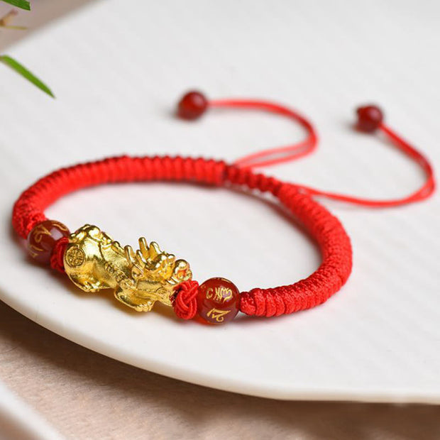 FREE Today: Wealth and Luck PiXiu Agate Om Mani Padme Hum String Braided Bracelet