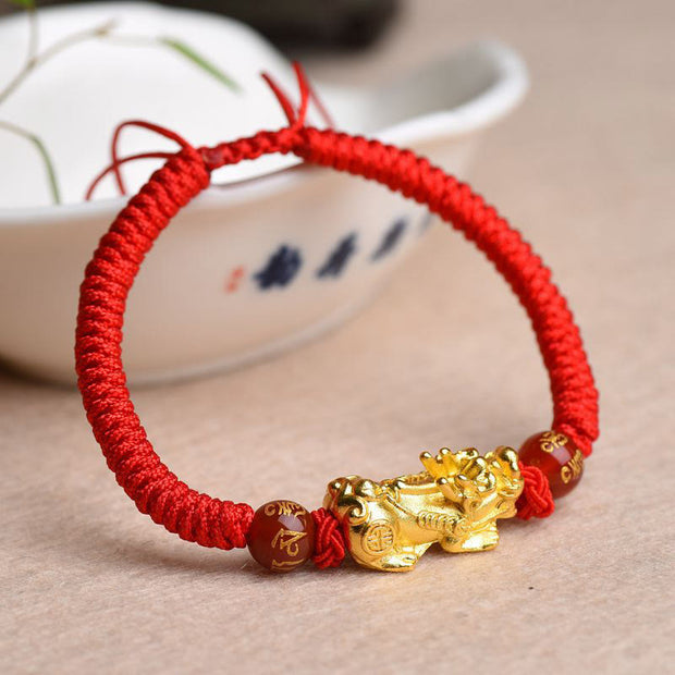 FREE Today: Wealth and Luck PiXiu Agate Om Mani Padme Hum String Braided Bracelet