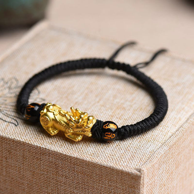 FREE Today: Wealth and Luck PiXiu Agate Om Mani Padme Hum String Braided Bracelet