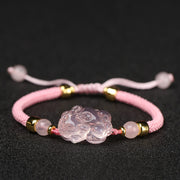 Buddha Stones PiXiu Pink Crystal Wealth String Braided Bracelet Bracelet BS Pink(Wrist Circumference: 14-23cm)