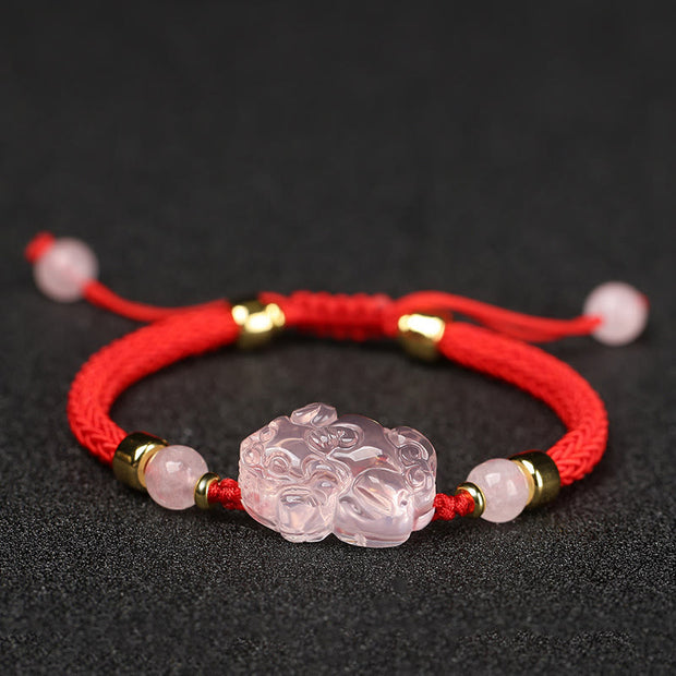 FREE Today: Warmth and Luck PiXiu Pink Crystal String Braided Bracelet