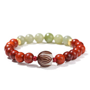 Buddha Stones Natural Rosewood Cyan Jade Bodhi Seed Lotus Warmth Calm Bracelet Bracelet BS 11