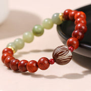 Buddha Stones Natural Rosewood Cyan Jade Bodhi Seed Lotus Warmth Calm Bracelet Bracelet BS 2