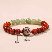 Buddha Stones Natural Rosewood Cyan Jade Bodhi Seed Lotus Warmth Calm Bracelet