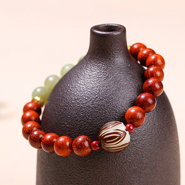 FREE Today: Warmth Cure Natural Rosewood Cyan Jade Bodhi Seed Lotus Bracelet