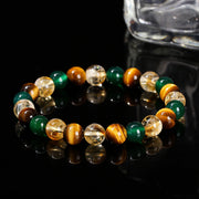 Buddha Stones Natural Tiger Eye Green Agate Citrine Mix And Match Beads Protection Bracelet