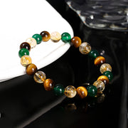 Buddha Stones Natural Tiger Eye Green Agate Citrine Mix And Match Beads Protection Bracelet