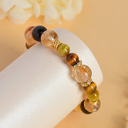 Buddha Stones Natural Citrine Smoky Quartz Tiger Eye Duobao Crystal Prosperity Bracelet Bracelet BS 8