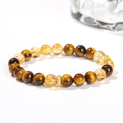 Buddha Stones Natural Tiger Eye Citrine Beads Strength Bracelet Bracelet BS Tiger Eye Citrine(Wrist Circumference: 15-18cm)