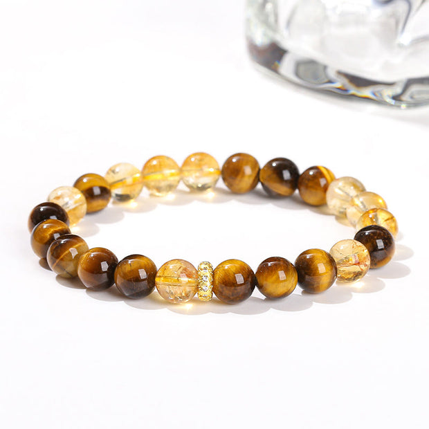 Buddha Stones Natural Tiger Eye Citrine Beads Strength Bracelet