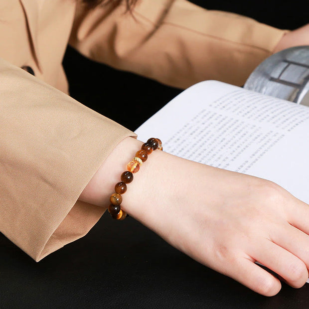 Buddha Stones Natural Tiger Eye Citrine Beads Strength Bracelet Bracelet BS 4