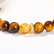 Buddha Stones Natural Tiger Eye Citrine Beads Strength Bracelet