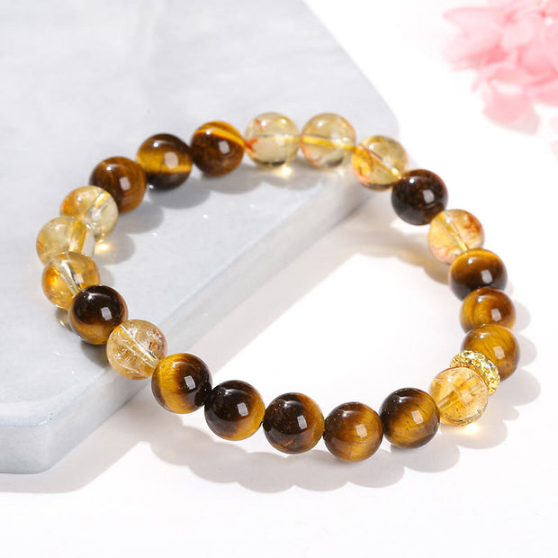 FREE Today: Protection Courage Natural Tiger Eye Citrine Beads Bracelet