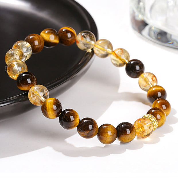 Buddha Stones Natural Tiger Eye Citrine Beads Strength Bracelet Bracelet BS 2