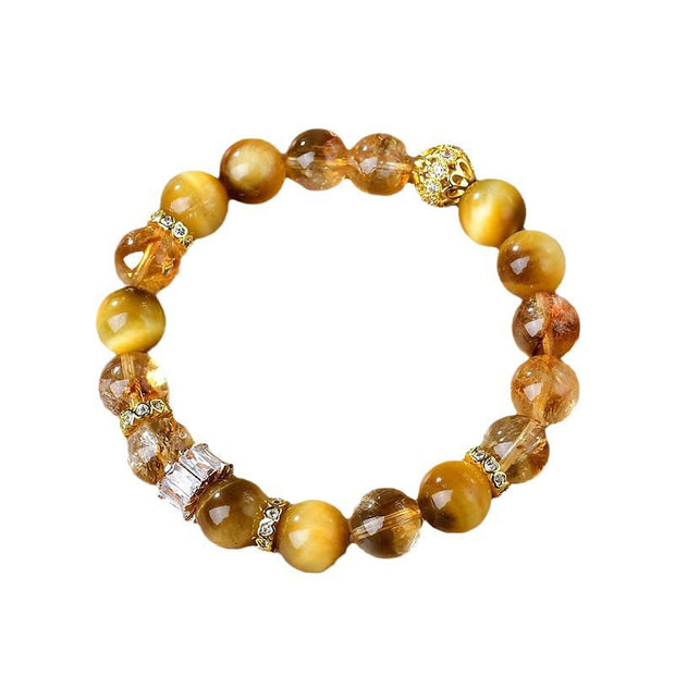 Buddha Stones Natural Tiger Eye Citrine Beads Strength Courage Bracelet Bracelet BS 4