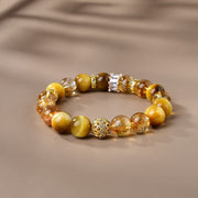 Buddha Stones Natural Tiger Eye Citrine Beads Strength Courage Bracelet