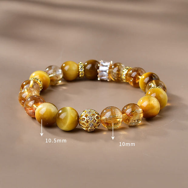 Buddha Stones Natural Tiger Eye Citrine Beads Strength Courage Bracelet Bracelet BS 2