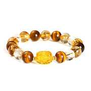 Buddha Stones Natural Yellow Tiger Eye Citrine Beeswax Pixiu Strength Bracelet Bracelet BS 4