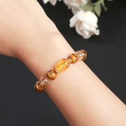 Buddha Stones Natural Yellow Tiger Eye Citrine Beeswax Pixiu Strength Bracelet Bracelet BS 3