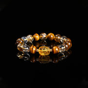 Buddha Stones Natural Yellow Tiger Eye Citrine Beeswax Pixiu Strength Bracelet Bracelet BS 8