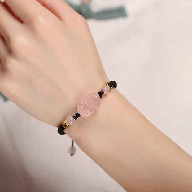 FREE Today: Warmth and Luck PiXiu Pink Crystal String Braided Bracelet