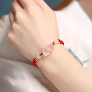 FREE Today: Warmth and Luck PiXiu Pink Crystal String Braided Bracelet