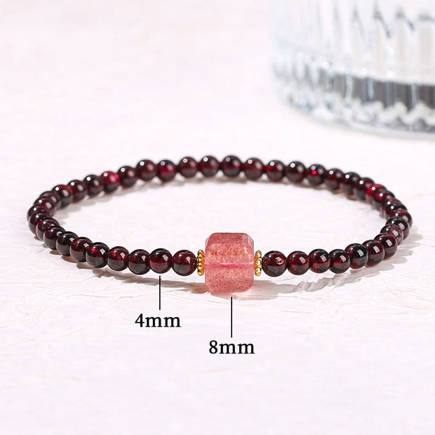 FREE Today: Purification and Passion Garnet Cinnabar PiXiu Strawberry Quartz Square Bead Bracelet