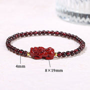 Buddha Stones Garnet Cinnabar PiXiu Strawberry Quartz Square Bead Protection Bracelet Bracelet BS 7