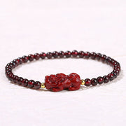 FREE Today: Purification and Passion Garnet Cinnabar PiXiu Strawberry Quartz Square Bead Bracelet