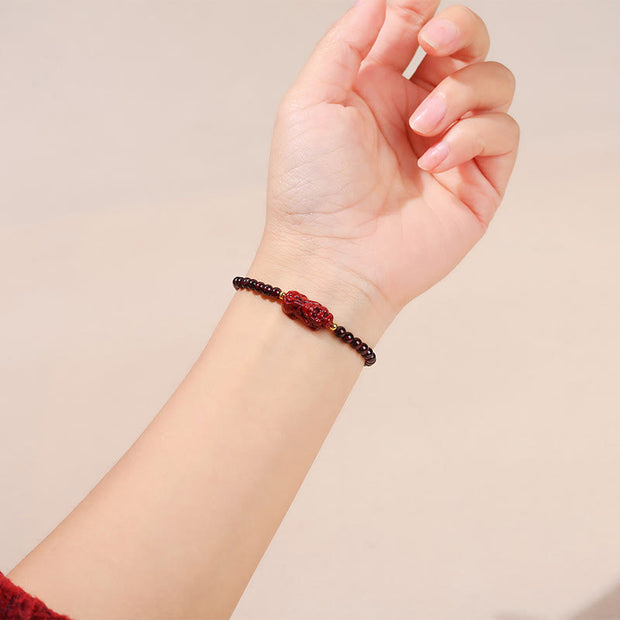 FREE Today: Purification and Passion Garnet Cinnabar PiXiu Strawberry Quartz Square Bead Bracelet