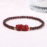 FREE Today: Purification and Passion Garnet Cinnabar PiXiu Strawberry Quartz Square Bead Bracelet