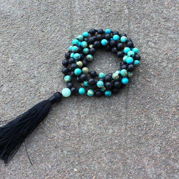 Buddha Stones Emperor Stone Lava Rock Beads Tassel Happiness Necklaces Pendants