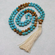 Buddha Stones 108 Mala Beads Frosted Stone Bead Tassel Balance Bracelet