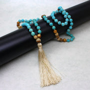 Buddha Stones 108 Mala Beads Frosted Stone Bead Tassel Balance Bracelet