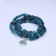 Buddha Stones 108 Mala Beads Apatite Bead Om The Tree Of Life Lotus Buddha Bracelet