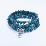 Buddha Stones 108 Mala Beads Apatite Bead Alloy Pendant Bracelet