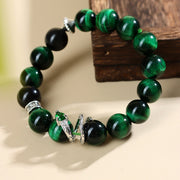 Buddha Stones Green Tiger Eye Silver Sheen Obsidian Year of the Snake Strength Bracelet Bracelet BS 1