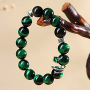 Buddha Stones Green Tiger Eye Silver Sheen Obsidian Year of the Snake Strength Bracelet Bracelet BS 2