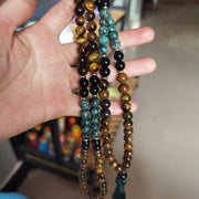 Buddha Stones 108 Mala Natural Stone Tiger Eye Turquoise  Beads Tassel Protection Bracelet