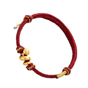 Buddha Stones Handmade 999 Sterling Silver Golden Year Of Snake Red String Protection Braided Bracelet Bracelet BS 8