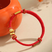 Buddha Stones Handmade 999 Sterling Silver Golden Year Of Snake Red String Protection Braided Bracelet Bracelet BS 10