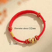 Buddha Stones Handmade 999 Sterling Silver Golden Year Of Snake Red String Protection Braided Bracelet