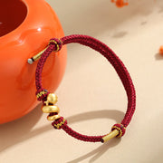 Buddha Stones Handmade 999 Sterling Silver Golden Year Of Snake Red String Protection Braided Bracelet Bracelet BS 3