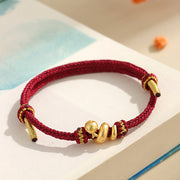 Buddha Stones Handmade 999 Sterling Silver Golden Year Of Snake Red String Protection Braided Bracelet Bracelet BS 4