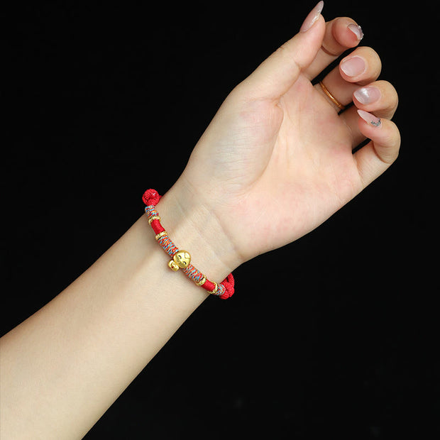 Buddha Stones Handmade Red String Copper Year Of Snake Protection Braided Bracelet