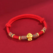 Buddha Stones Handmade Red String Copper Year Of Snake Protection Braided Bracelet